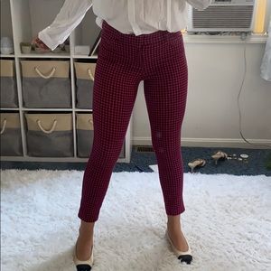 pink and maroon plaid pants